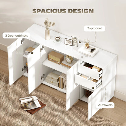 Kitchen Sideboard Storage Cabinet, Modern Coffee Bar with 2 Drawers, White Bar Cabinets at Gallery Canada
