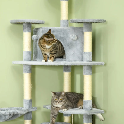 79 Cat Tree, Multi-Level with Two Condos, Scratching Posts, Hammocks, Dark Gray Floor to Ceiling Cat Trees at Gallery Canada