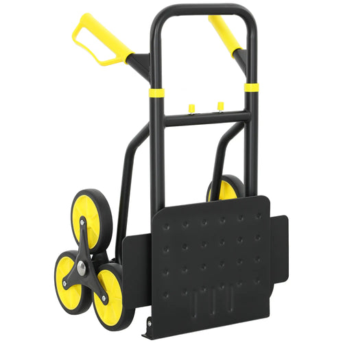 6-Wheels Stair Climber Cart, Foldable Steel, 264lbs Capacity, Yellow