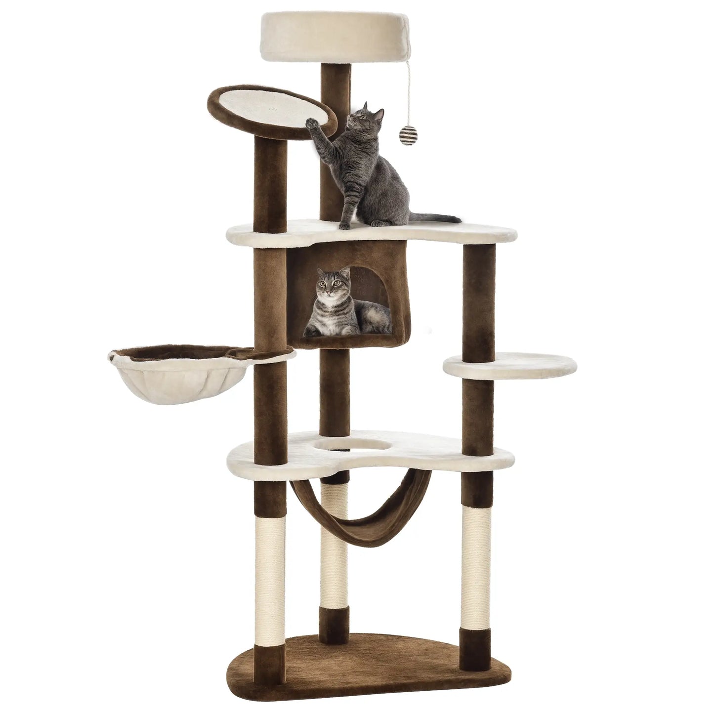 60" Cat Scratching Tree, Cat Bed Condo, Beige & Brown Cat Towers at Gallery Canada