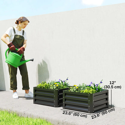 2' x 2' x 1' Raised Garden Bed, Galvanised Steel Frame, Black Galvanized Planter Boxes at Gallery Canada