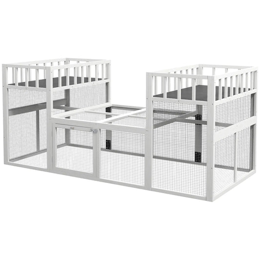 7.3' x 3.6' Wooden Chicken Coop, Storage Shelf, White Chicken Coops White, Grey at Gallery Canada