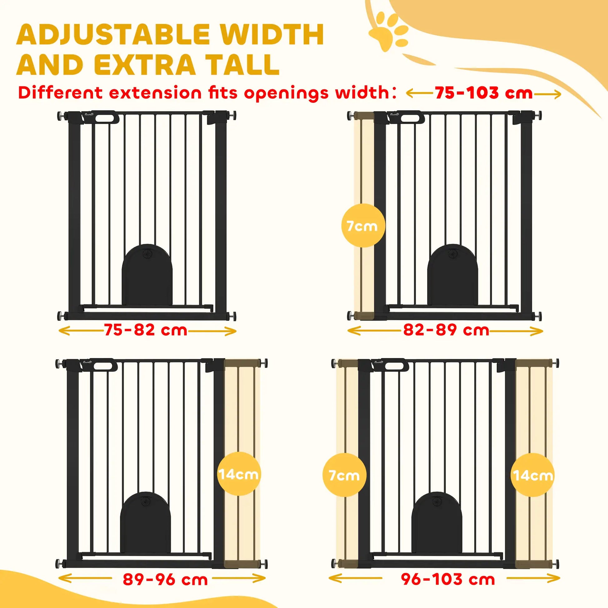 30"-41" Extra Wide Pet Gate, 35"H, Small Door, Black Houses, Kennels & Pens at Gallery Canada
