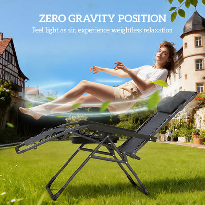 Zero Gravity Chair Set Of 2, Folding Reclining Outdoor Lounge Chair, Dark Grey Lounger Chairs at Gallery Canada