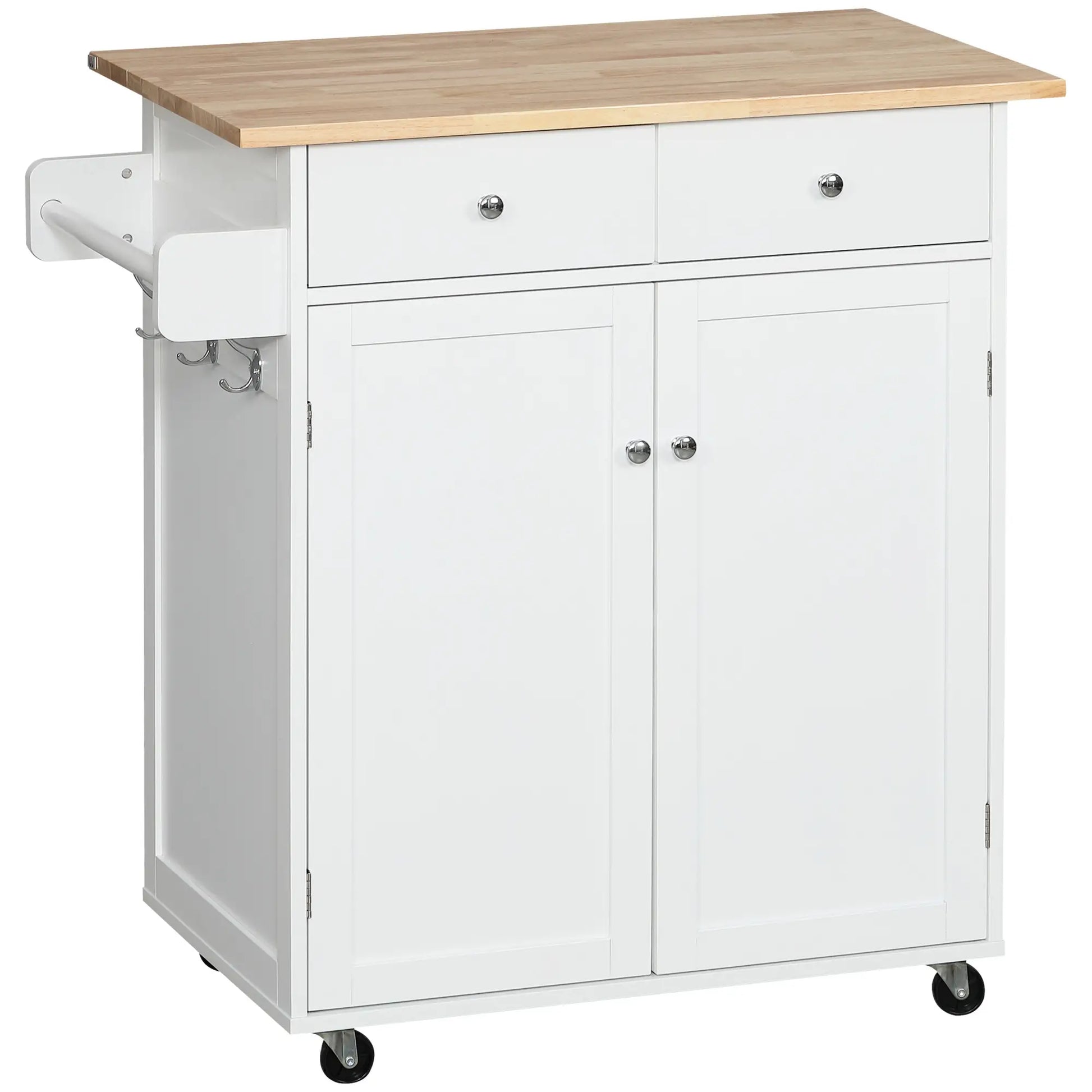 Rolling Kitchen Island with Storage, Adjustable Shelf, White Kitchen Islands & Kitchen Carts at Gallery Canada