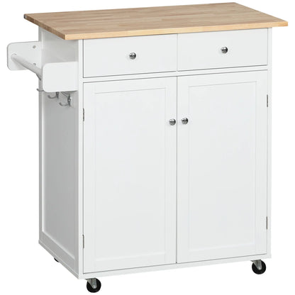 Rolling Kitchen Island with Storage, Adjustable Shelf, White Kitchen Islands & Kitchen Carts at Gallery Canada