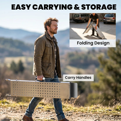 Folding Loading Ramps, 70.9" x 10", 880 lb, Silver