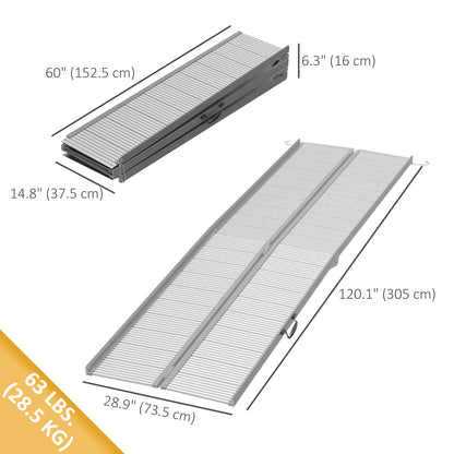 10' Foldable Handicap Ramp, Aluminum Wheelchair Ramp, Textured, Silver Knee Walker & Wheelchair Ramps at Gallery Canada