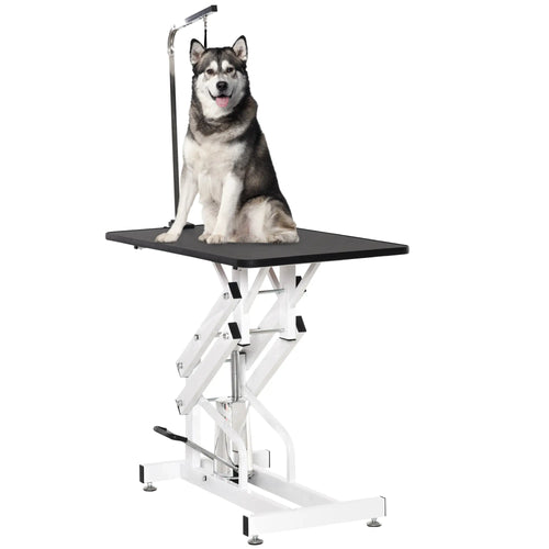 Adjustable Dog Grooming Table with Arm, Noose, Non-Slip, Black