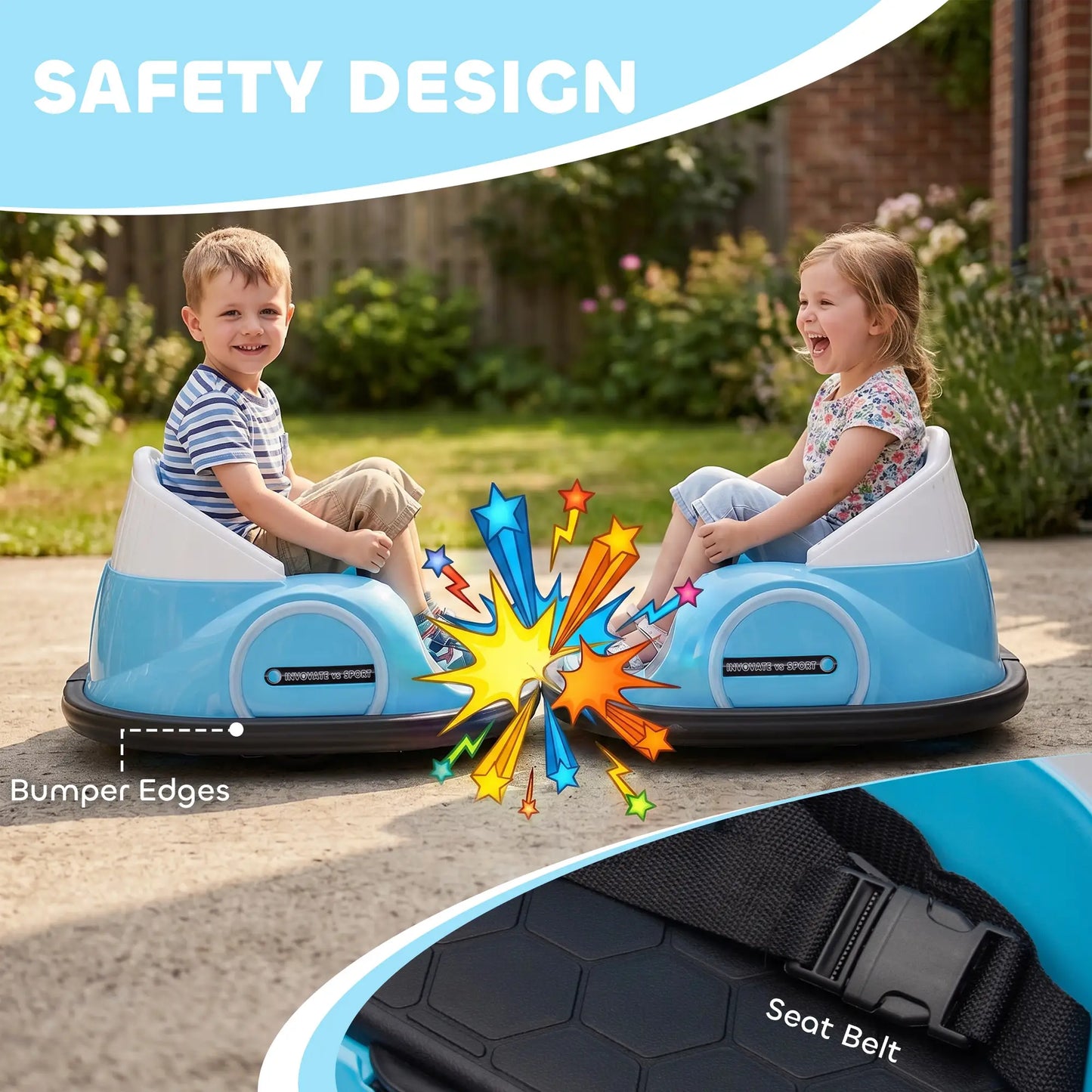 12V Toddler Bumper Car, 360 Remote Control, Lights Music Horn, 1.5-5 Years, Light Blue Electric Toy Cars at Gallery Canada
