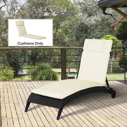 Lounger Chair Cushion, Thick Padded with Headrest, Cream White Patio Chair Cushions Cream at Gallery Canada