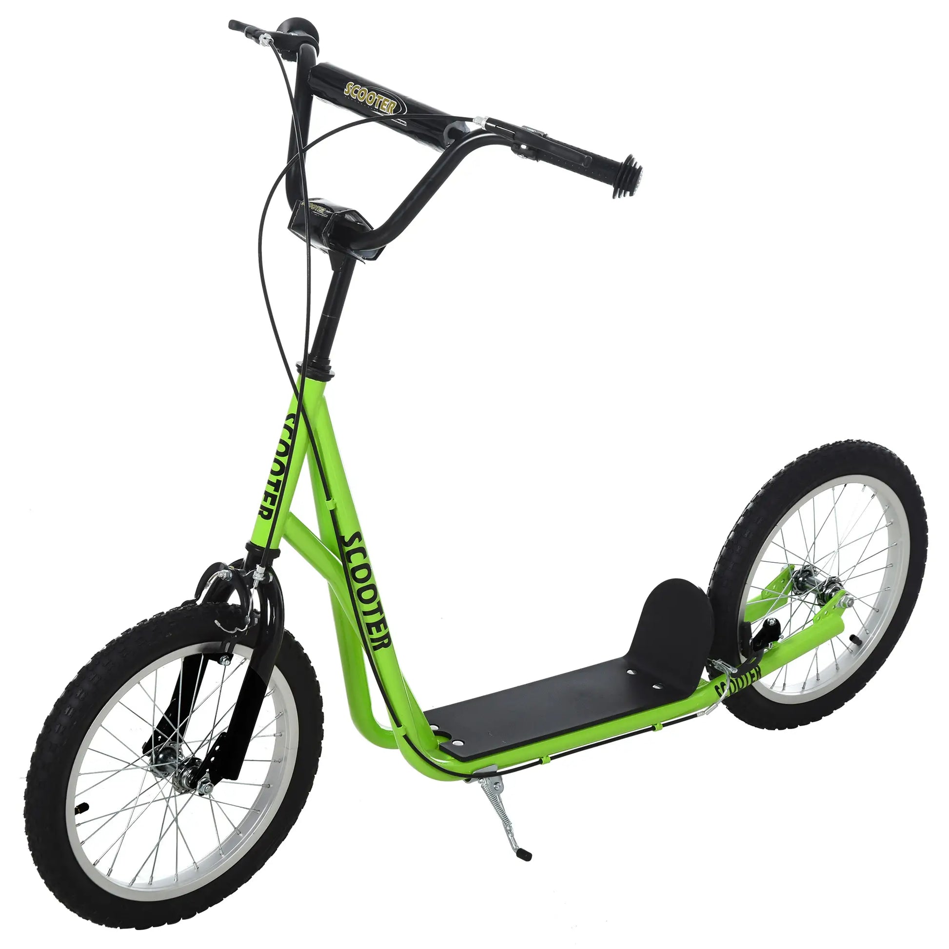 Kids Kick Scooter, 5+ Years, 16'' Inflatable Wheel, Dual Brakes, Green Scooters Green at Gallery Canada