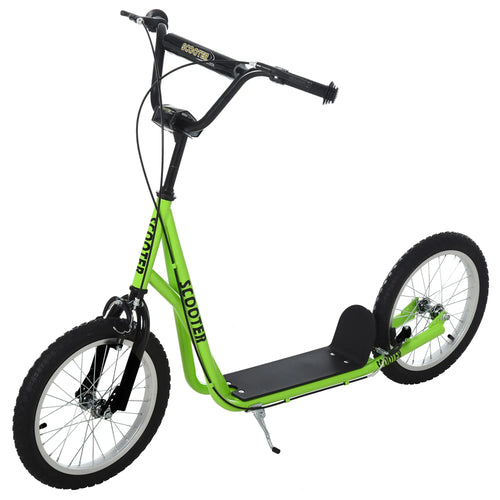 Kids Kick Scooter, 5+ Years, 16'' Inflatable Wheel, Dual Brakes, Green