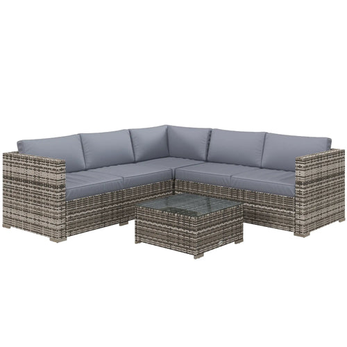 4-Piece Rattan Wicker Outdoor Furniture Set, Grey