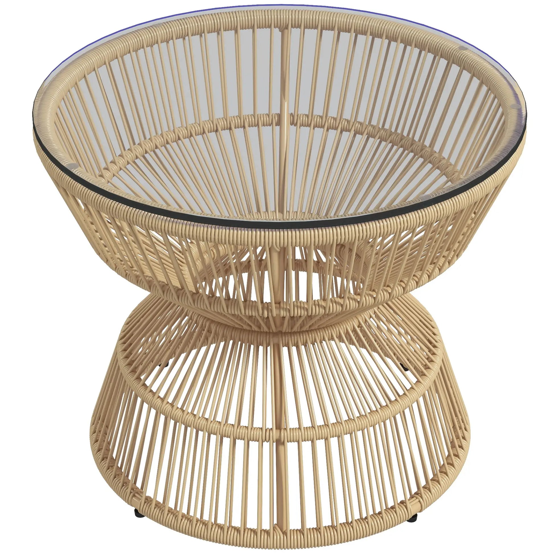 Rattan Outdoor Coffee Table, Patio End Table, Tempered Glass Top, Steel Frame Patio Side Tables at Gallery Canada