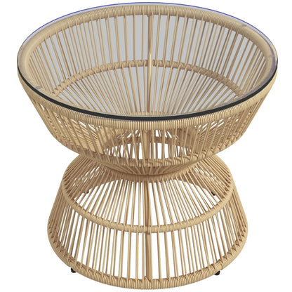 Rattan Outdoor Coffee Table, Patio End Table, Tempered Glass Top, Steel Frame Patio Side Tables at Gallery Canada