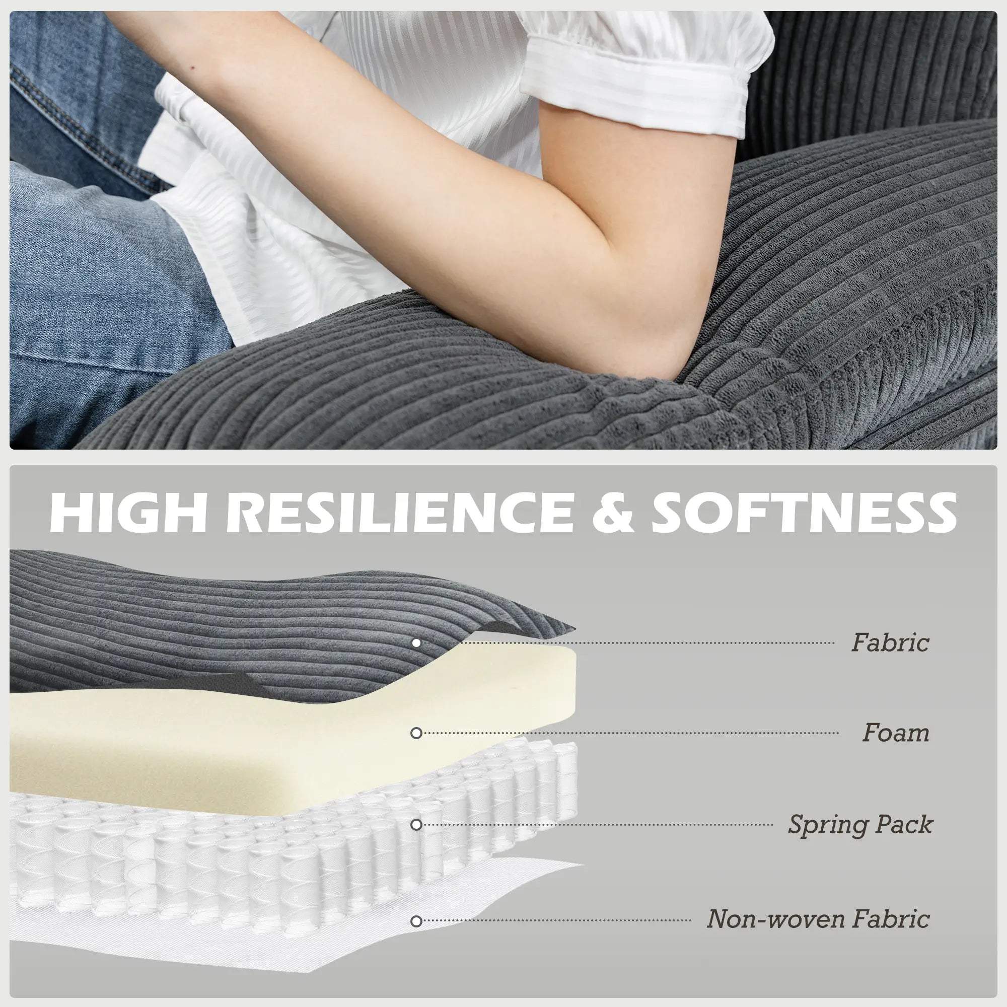 L-Shape Sofa, Modern Sectional Couch with Chaise, Dark Grey 3-Seater Sofas at Gallery Canada
