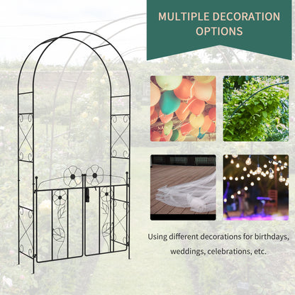 7.5FT Metal Garden Arbour, Double Gate, Arch Trellis, Black Garden Arches at Gallery Canada