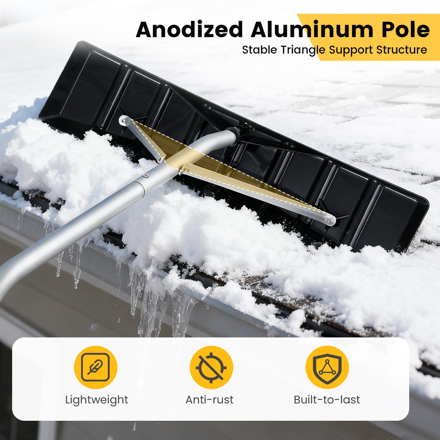 5-19 Ft Extendable Aluminum Snow Removal Tool, Black Snow Removal at Gallery Canada