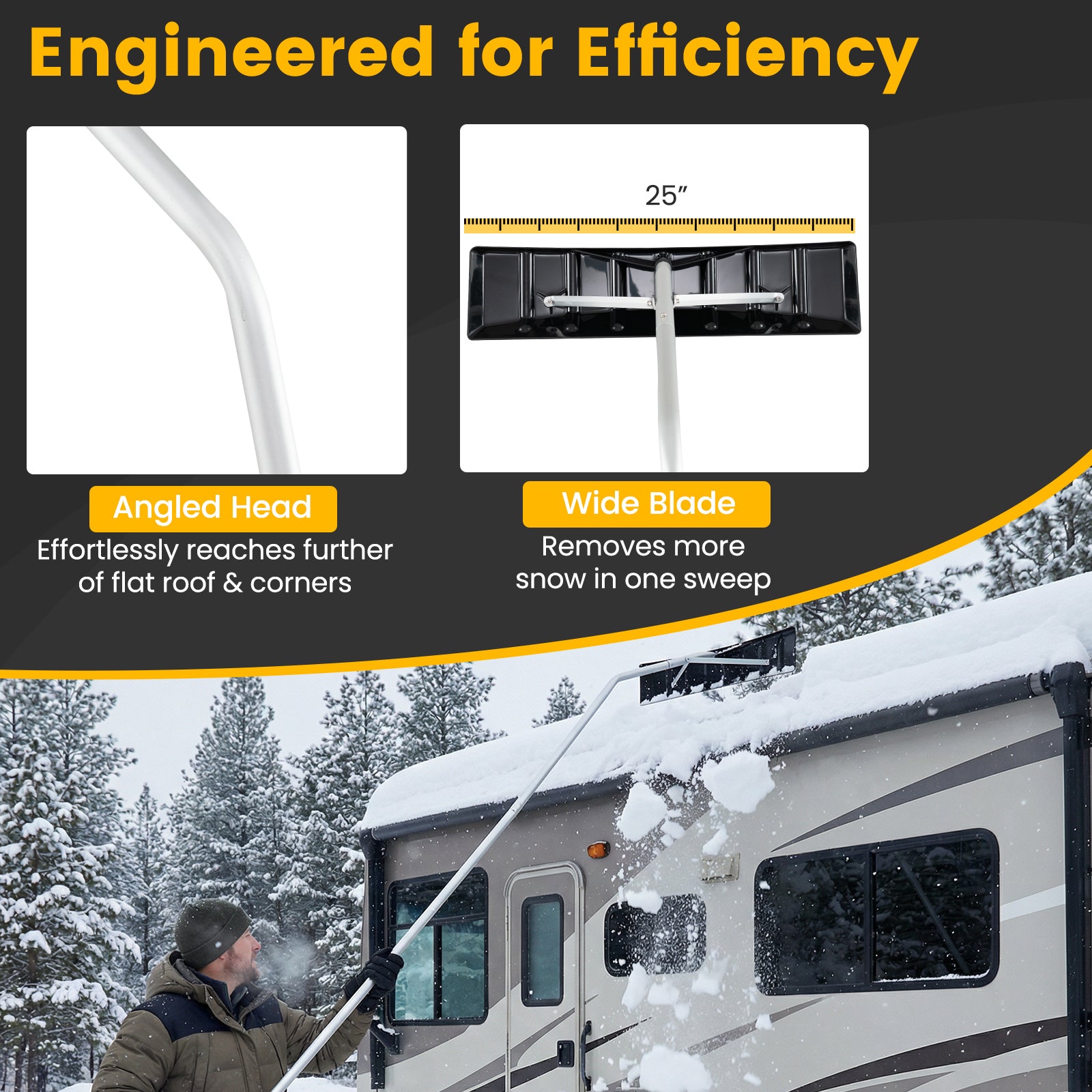 5-19 Ft Extendable Aluminum Snow Removal Tool, Black Snow Removal at Gallery Canada