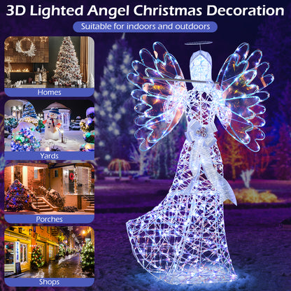 5.2 FT Angel Christmas Decoration, 3D Glittering Halo With Flute, White Christmas at Gallery Canada