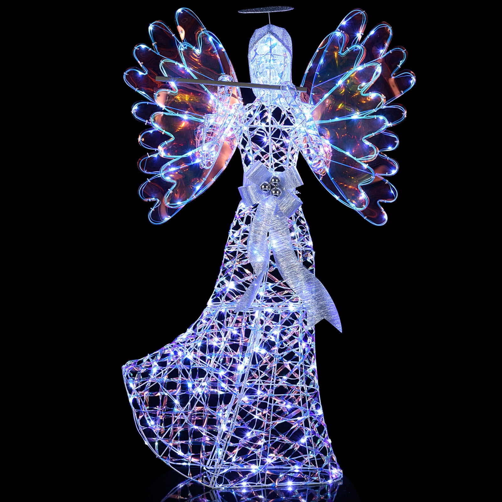 5.2 FT Angel Christmas Decoration, 3D Glittering Halo With Flute, White Christmas at Gallery Canada