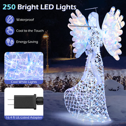 5.2 FT Angel Christmas Decoration, 3D Glittering Halo With Flute, White Christmas at Gallery Canada