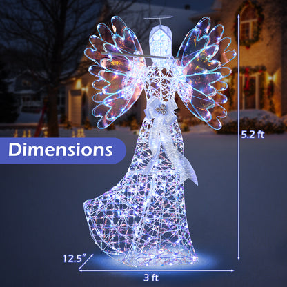 5.2 FT Angel Christmas Decoration, 3D Glittering Halo With Flute, White Christmas at Gallery Canada