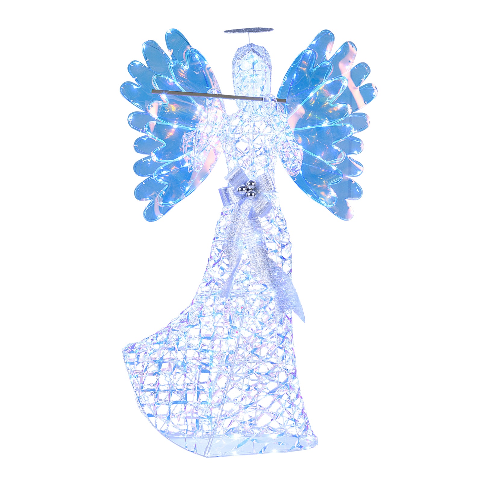 5.2 FT Angel Christmas Decoration, 3D Glittering Halo With Flute, White Christmas at Gallery Canada
