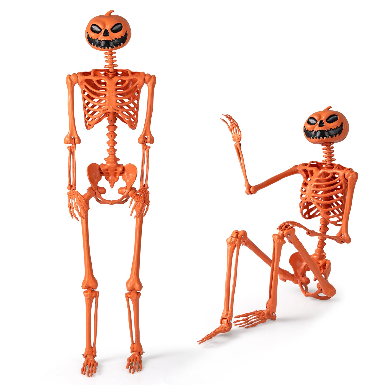 5.2 FT Halloween Skeleton, Pumpkin Head, Movable Joints, Orange Halloween at Gallery Canada