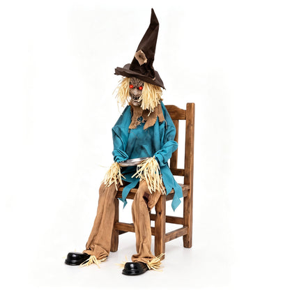 5.2 ft Halloween Animatronic Scarecrow, Blue