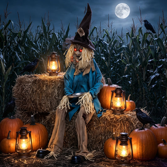 5.2 ft Halloween Animatronic Scarecrow, Blue Halloween Blue at Gallery Canada