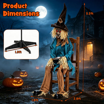 5.2 ft Halloween Animatronic Scarecrow, Blue