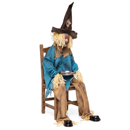 5.2 ft Halloween Animatronic Scarecrow, Blue