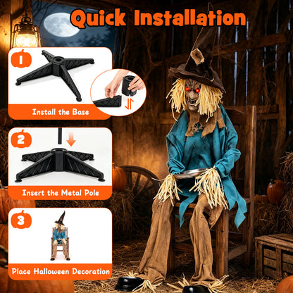 5.2 ft Halloween Animatronic Scarecrow, Blue