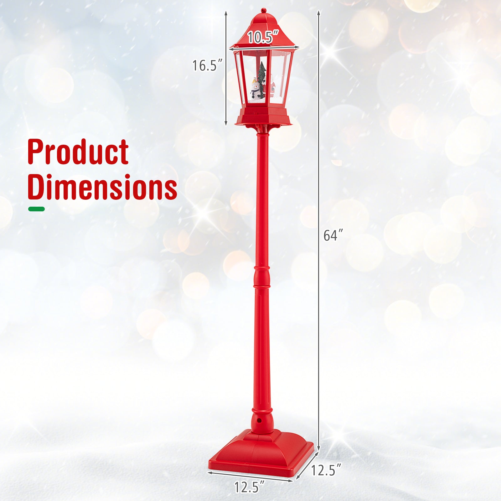 5.3 Feet Musical Christmas Street Lamp, LED Lights, Blowing Snow, Red Christmas Decor & Accessories at Gallery Canada