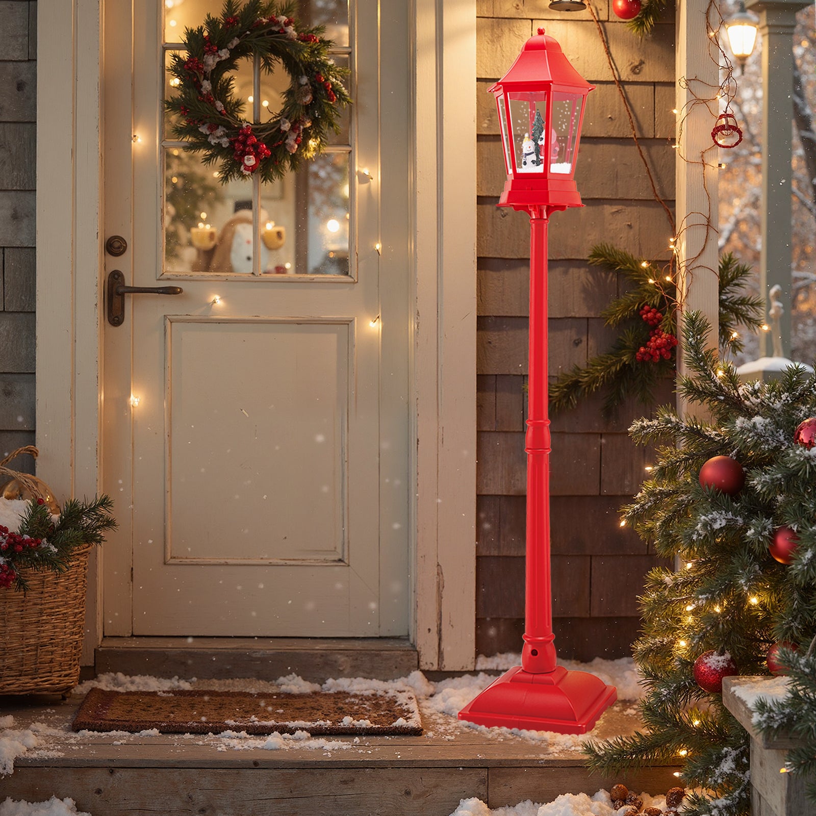 5.3 Feet Musical Christmas Street Lamp, LED Lights, Blowing Snow, Red Christmas Decor & Accessories at Gallery Canada