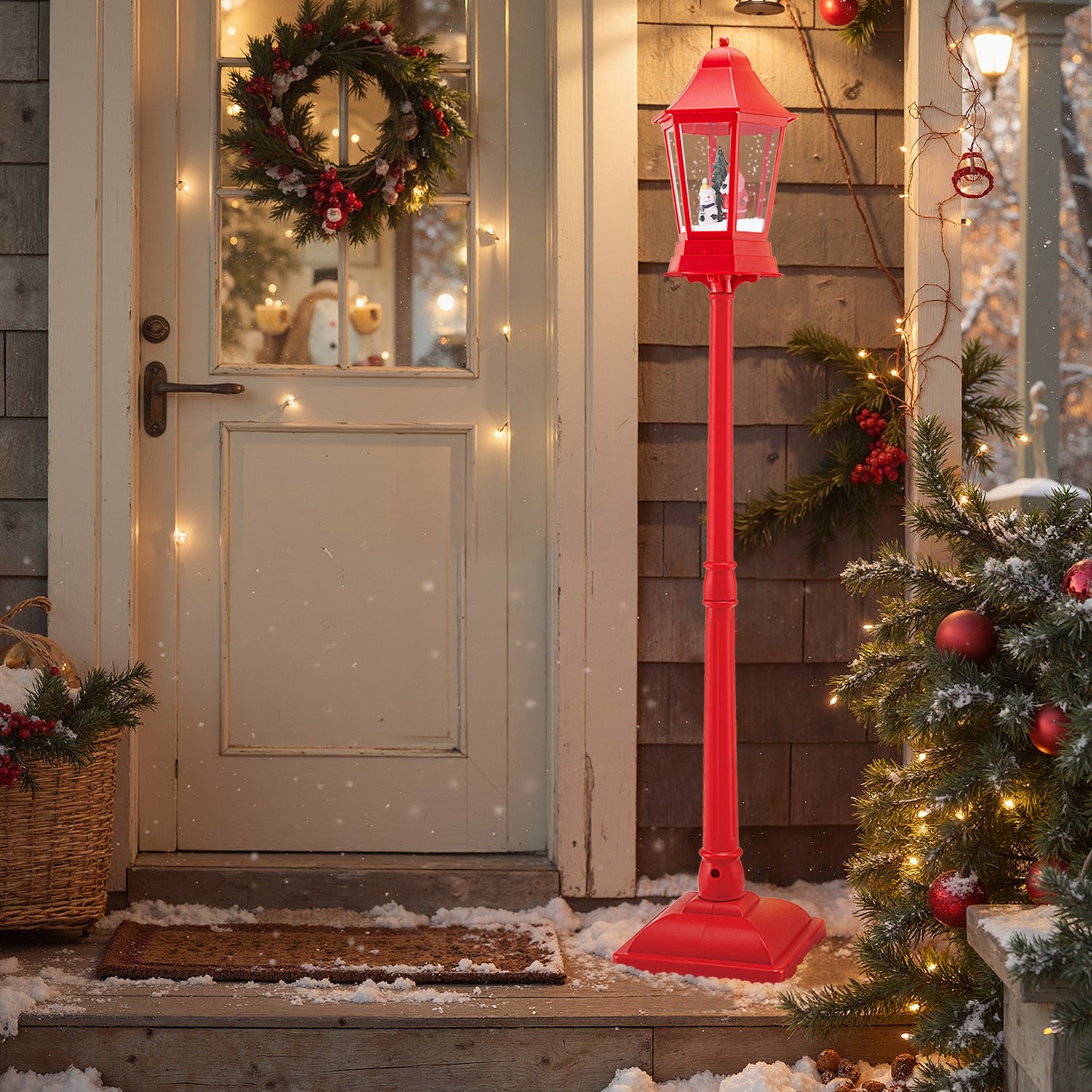 5.3 Feet Musical Christmas Street Lamp, LED Lights, Blowing Snow, Red Christmas Decor & Accessories at Gallery Canada