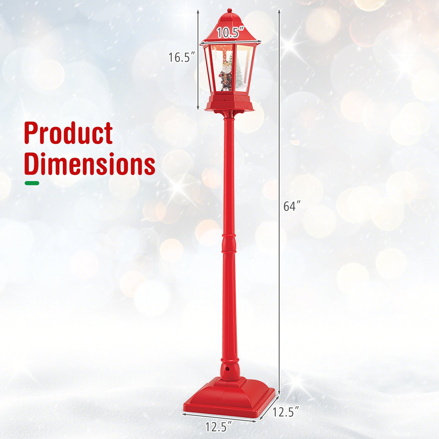 5.3 Feet Musical Christmas Street Lamp, 60 Warm White LED Lights, Red Christmas Decor & Accessories at Gallery Canada