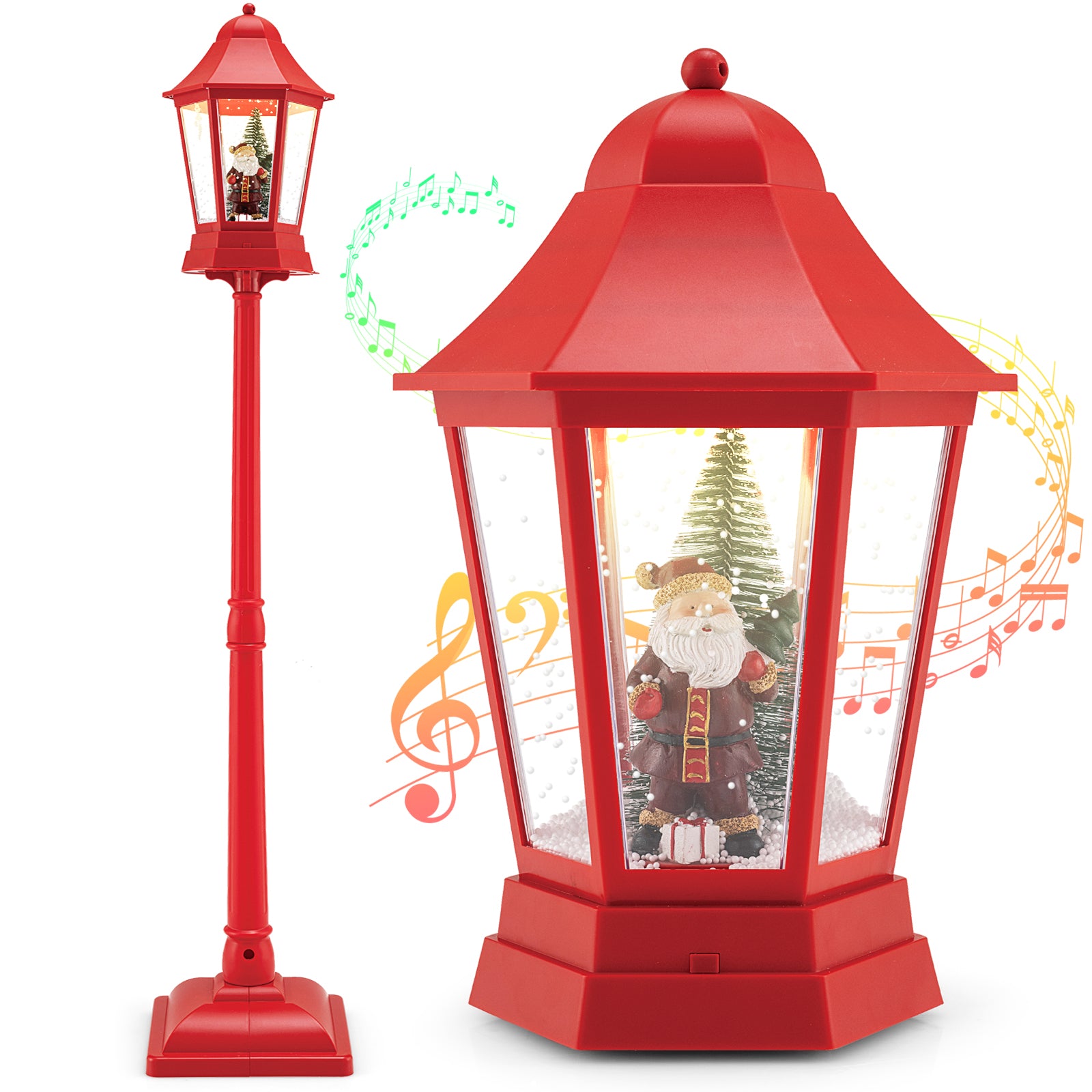 5.3 Feet Musical Christmas Street Lamp, 60 Warm White LED Lights, Red Christmas Decor & Accessories at Gallery Canada