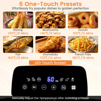 5.3-Qt Electric Deep Fryer, 1700W LED Touch Screen, 6 Presets, Black Air Fryers at Gallery Canada