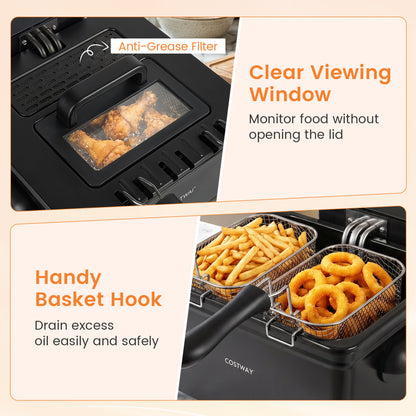 5.3-Qt Electric Deep Fryer, 1700W LED Touch Screen, 6 Presets, Black Air Fryers at Gallery Canada