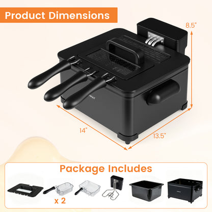 5.3-Qt Electric Deep Fryer, 1700W LED Touch Screen, 6 Presets, Black Air Fryers at Gallery Canada