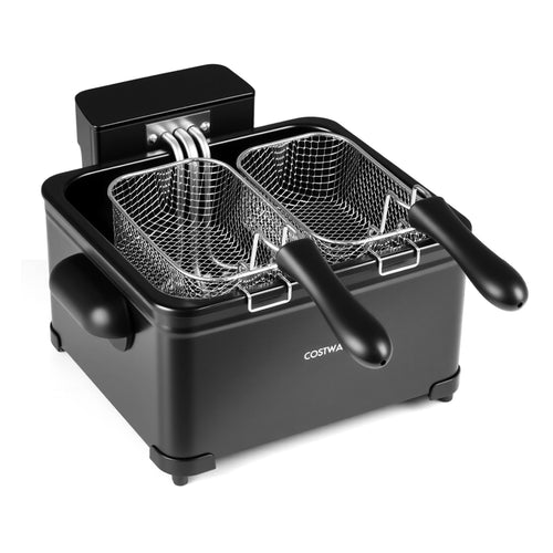 5.3-Qt Electric Deep Fryer, 1700W LED Touch Screen, 6 Presets, Black