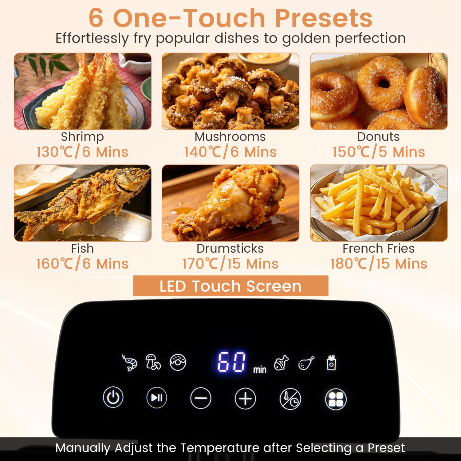 5.3-Qt Electric Deep Fryer, 1700W, 3 Baskets, LED Touch, 6 Presets, Silver Air Fryers at Gallery Canada