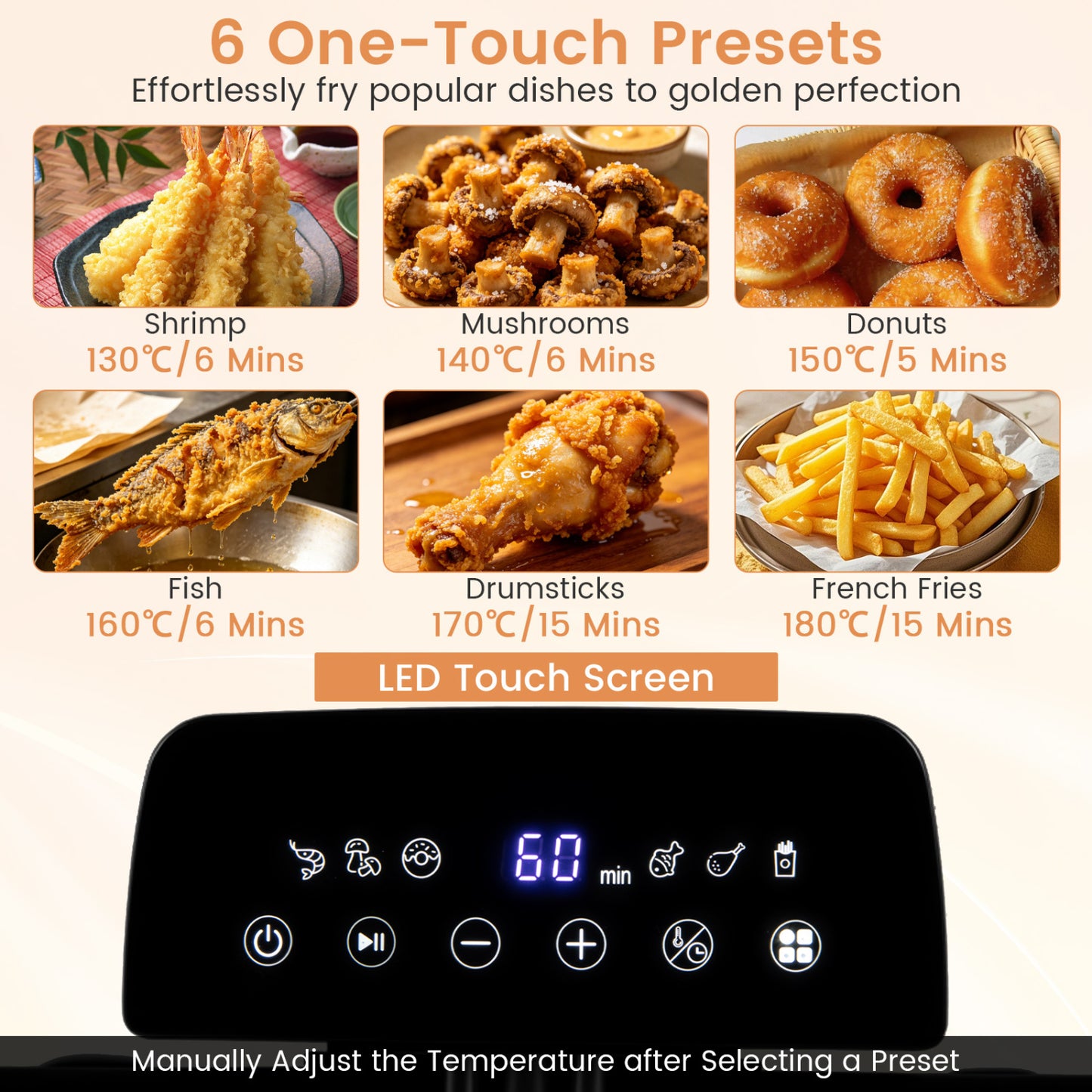 5.3-Qt Electric Deep Fryer, 1700W, 3 Baskets, LED Touch, 6 Presets, Silver Air Fryers at Gallery Canada