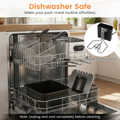 5.3-Qt Electric Deep Fryer, 1700W, 3 Baskets, LED Touch, 6 Presets, Silver Air Fryers at Gallery Canada