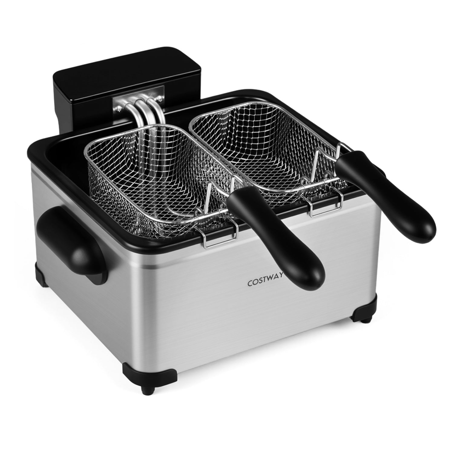 5.3-Qt Electric Deep Fryer, 1700W, 3 Baskets, LED Touch, 6 Presets, Silver Air Fryers Silver at Gallery Canada