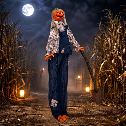 Décoration extérieure d'Halloween de 5,3 pieds, pelle, yeux rouges