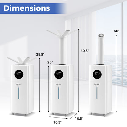 5.5 Gal Humidifier, 360° Nozzles, Wheels, Large Room, White Dehumidifiers at Gallery Canada